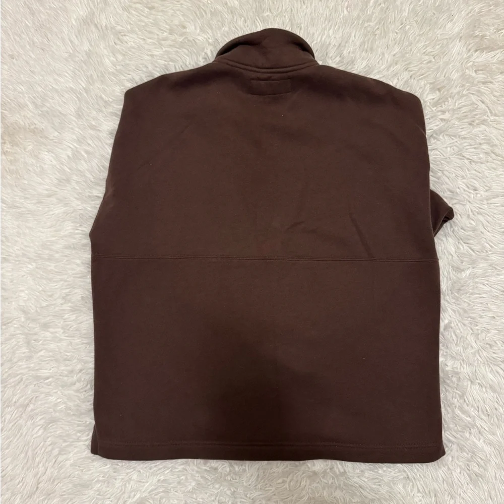 Abercrombie & Fitch Brown Quarter-Zip Sweatshirt Brown Abercrombie Crewneck